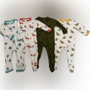 FOUR Kyte Baby 3-6M zipper pajamas- 3 footies + 1 romper.